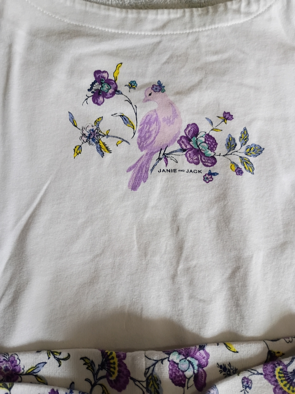 Janie and Jack White Top with Purple Floral Embroidery - Picture 2 of 5